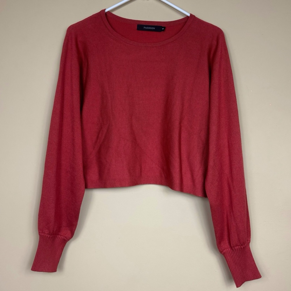 Fashion Elegant Puff Sleeve Knit Skirt Set in Rust Size Small - Picture 9 of 14